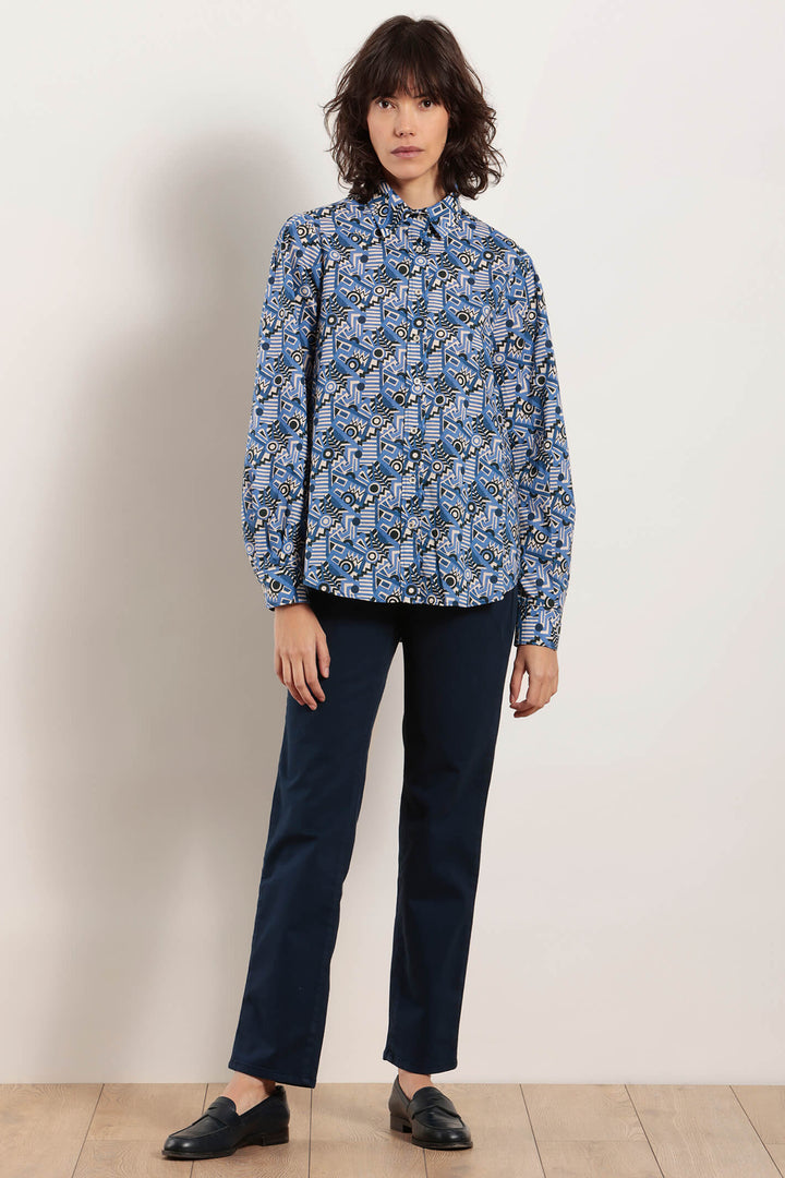 Mat De Misaine Cadran 3054 Imprime Marine Blue Print Shirt - Shirley Allum Boutique