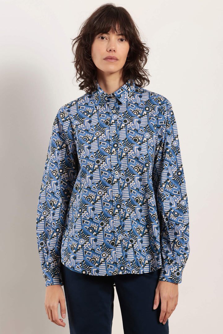 Mat De Misaine Cadran 3054 Imprime Marine Blue Print Shirt - Shirley Allum Boutique