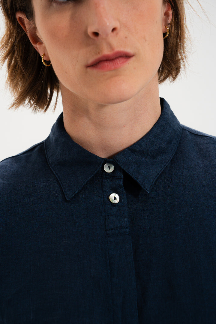 Mat De Misaine Cala 22583F Indigo Navy Cap Sleeve Knit Shirt