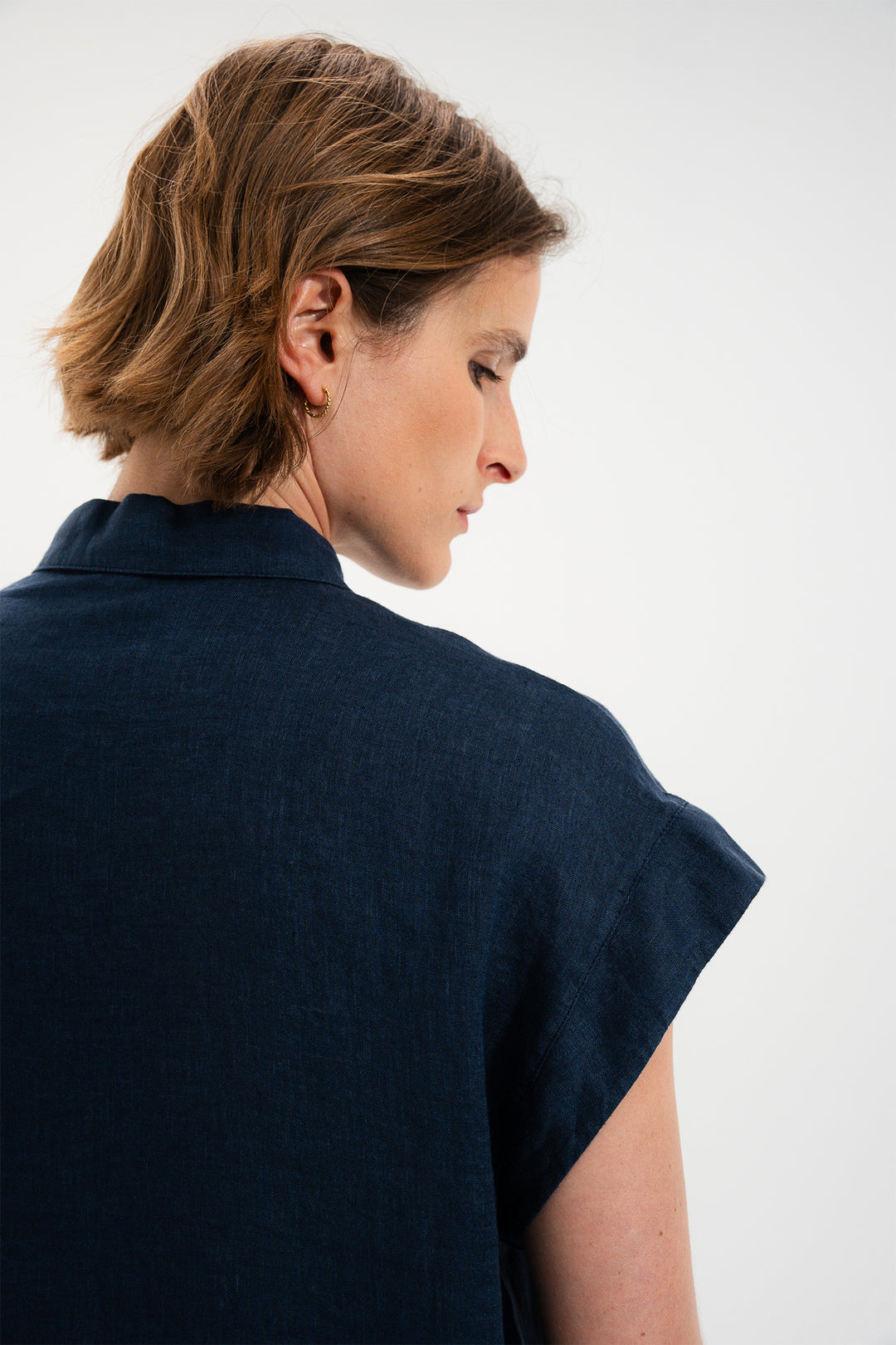 Mat De Misaine Cala 22583F Indigo Navy Cap Sleeve Knit Shirt