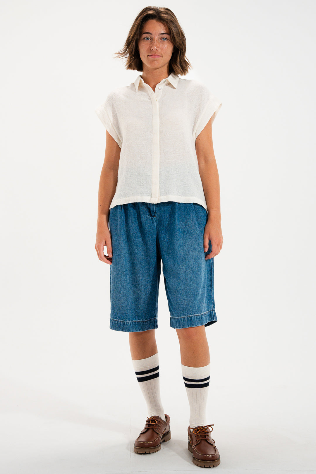 Mat De Misaine Cala 4192 Cream Calcaire Cap Sleeve Knit Shirt