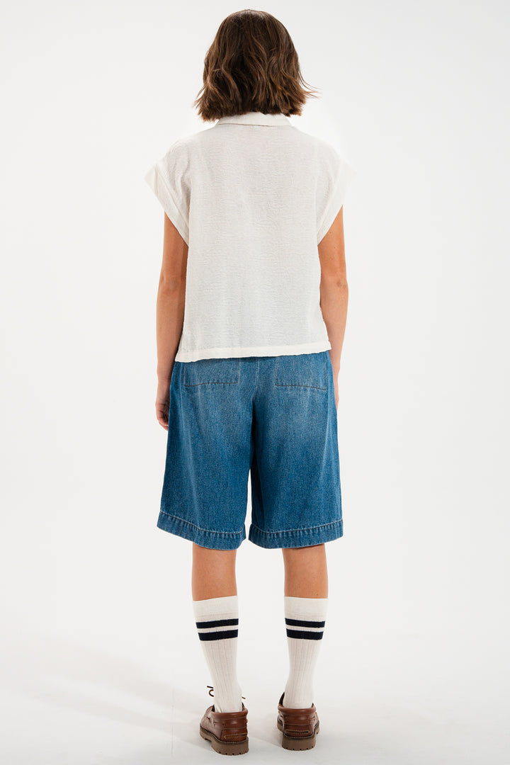 Mat De Misaine Cala 4192 Cream Calcaire Cap Sleeve Knit Shirt