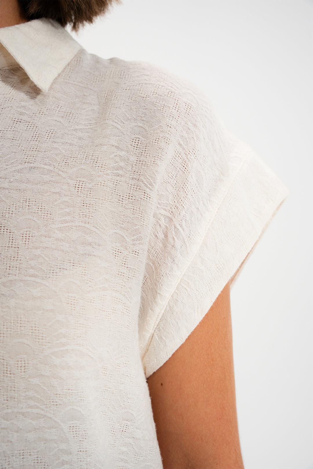 Mat De Misaine Cala 4192 Cream Calcaire Cap Sleeve Knit Shirt