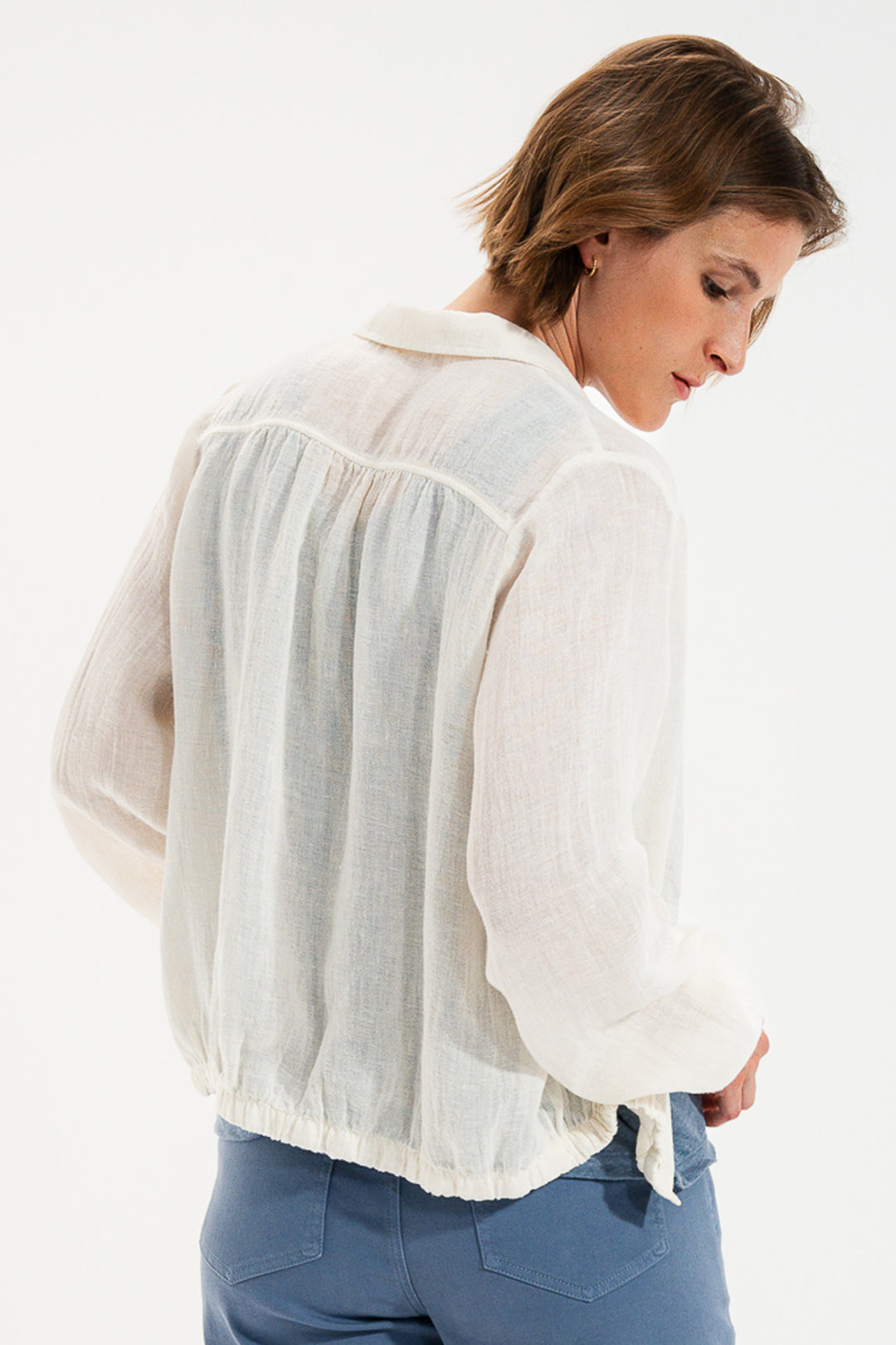 Mat De Misaine Cannes 4740F Calcaire Cream Lightweight Linen Shirt