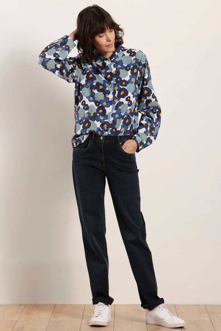 Mat De Misaine Catba 3054 Evian Blue Print Shirt - Shirley Allum Boutique