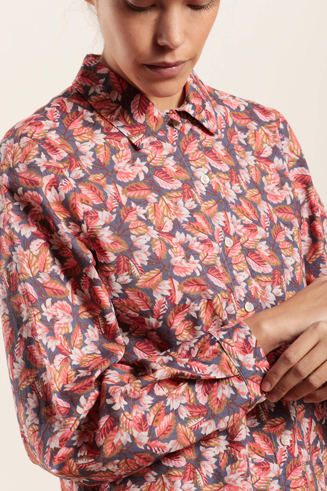 Mat De Misaine Catba 3054 Imprime Coral Leaf Print Shirt - Shirley Allum Boutique