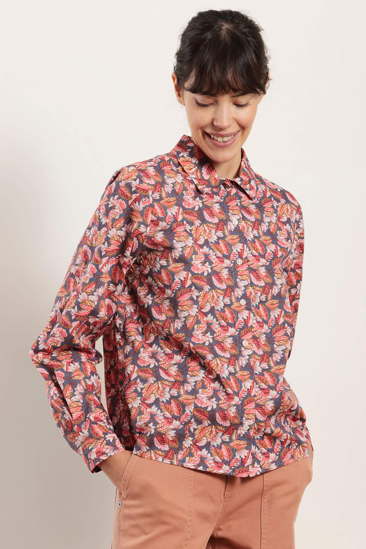 Mat De Misaine Catba 3054 Imprime Coral Leaf Print Shirt - Shirley Allum Boutique