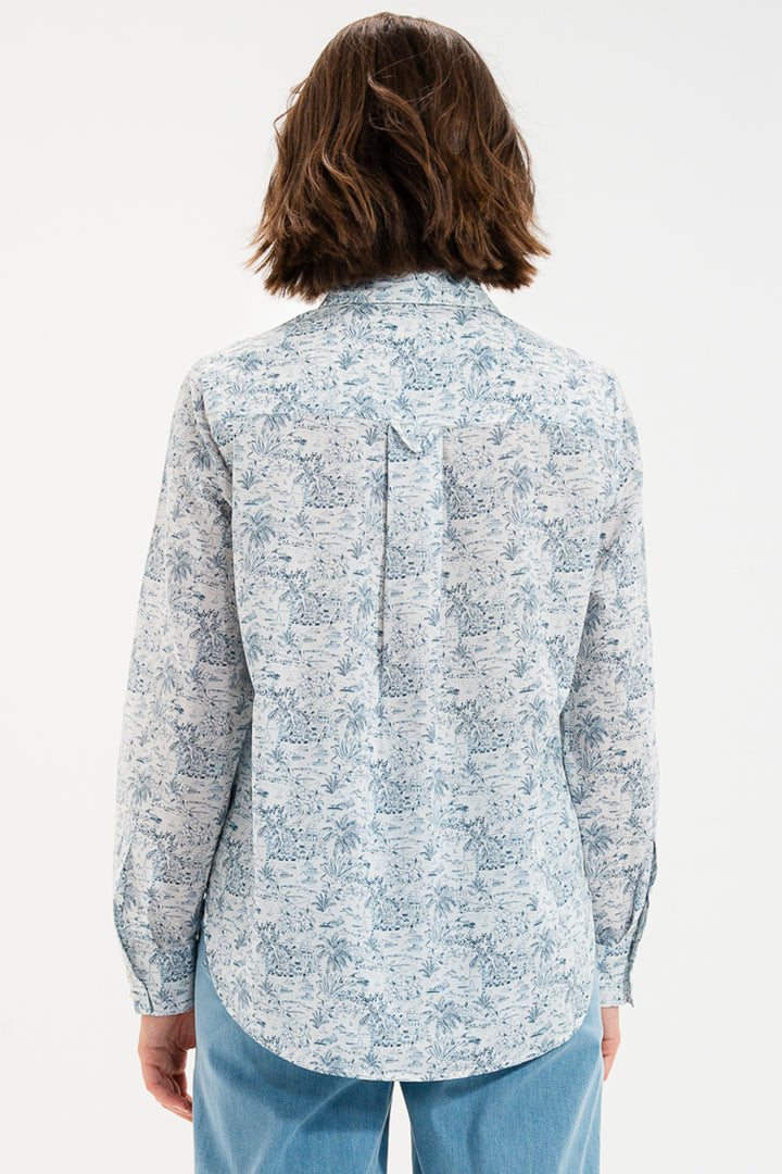 Mat De Misaine Cuba Imp Tempete Blue Print Cotton Shirt 3054