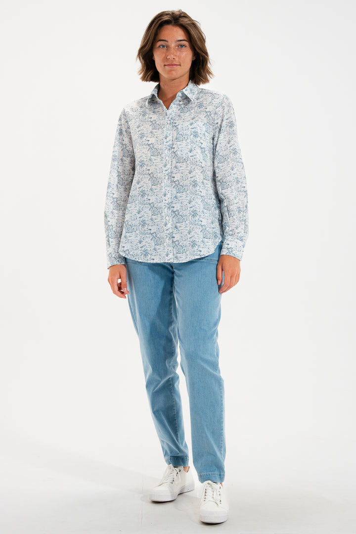 Mat De Misaine Cuba Imp Tempete Blue Print Cotton Shirt 3054
