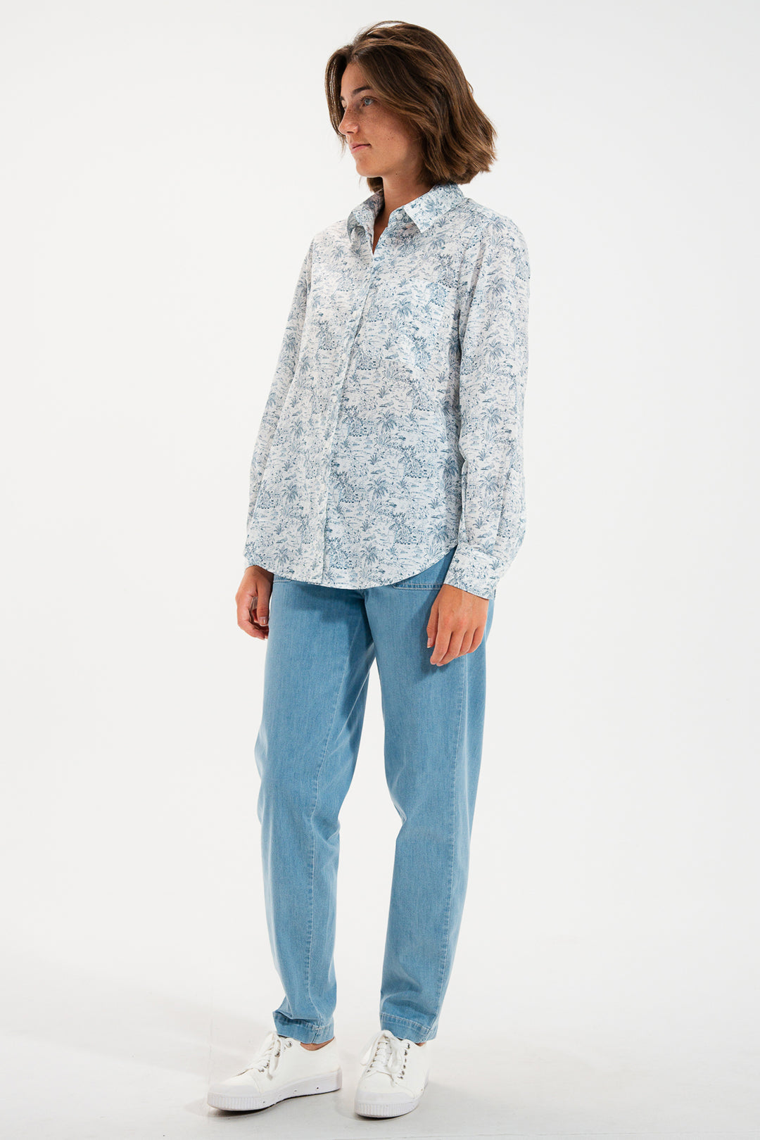 Mat De Misaine Cuba Imp Tempete Blue Print Cotton Shirt 3054