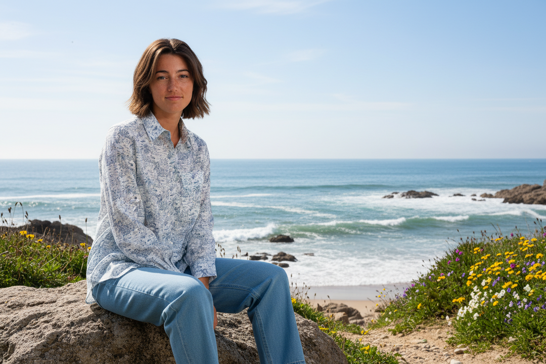 Mat De Misaine Cuba Imp Tempete Blue Print Cotton Shirt 3054