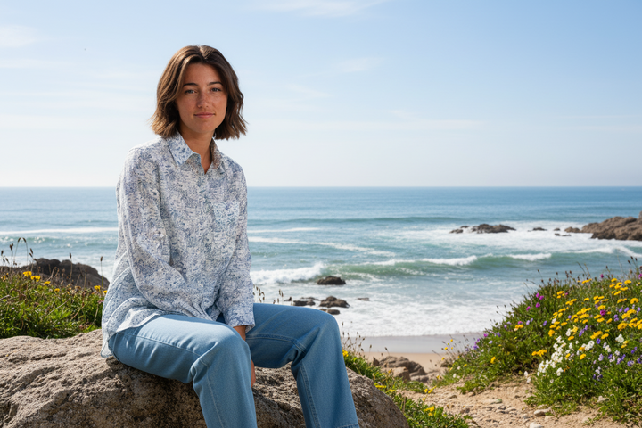 Mat De Misaine Cuba Imp Tempete Blue Print Cotton Shirt 3054