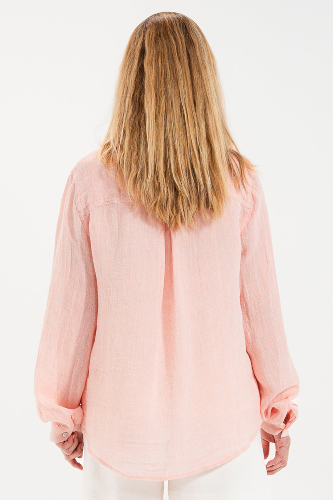 Mat De Misaine Cyclade 4740F Pink Ecaille Linen Blend Shirt