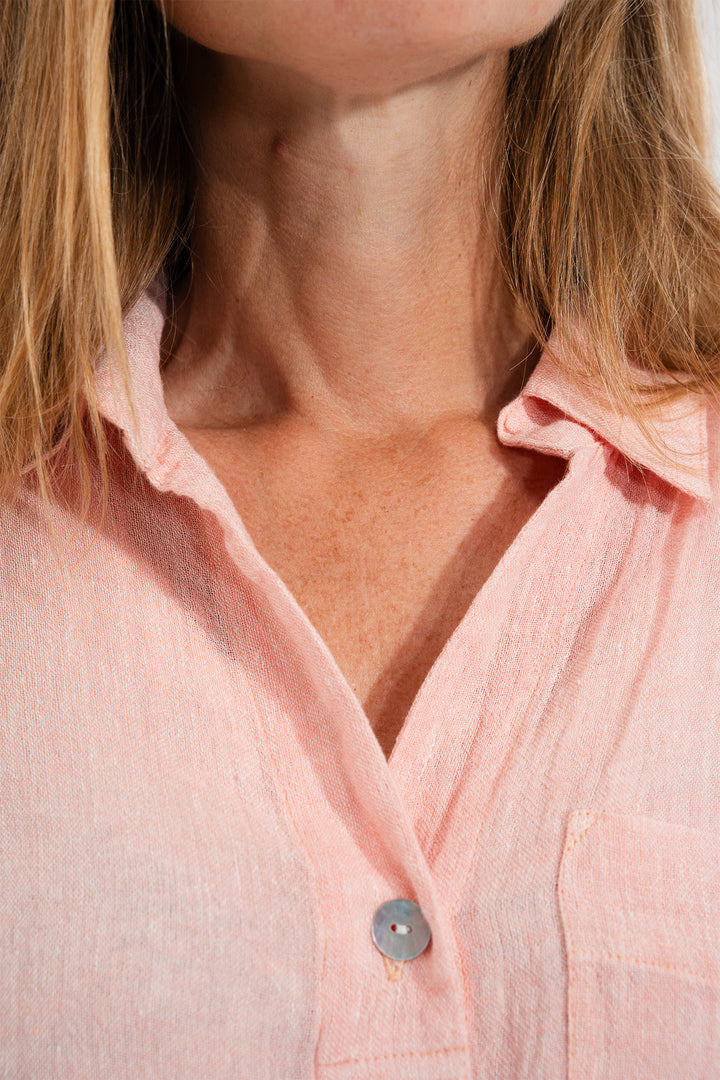 Mat De Misaine Cyclade 4740F Pink Ecaille Linen Blend Shirt