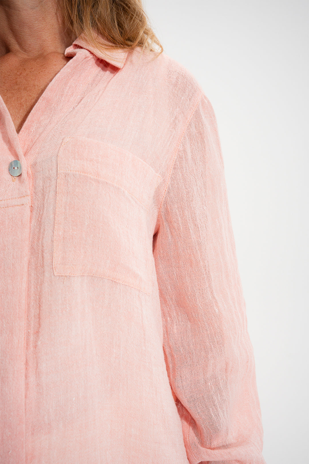Mat De Misaine Cyclade 4740F Pink Ecaille Linen Blend Shirt