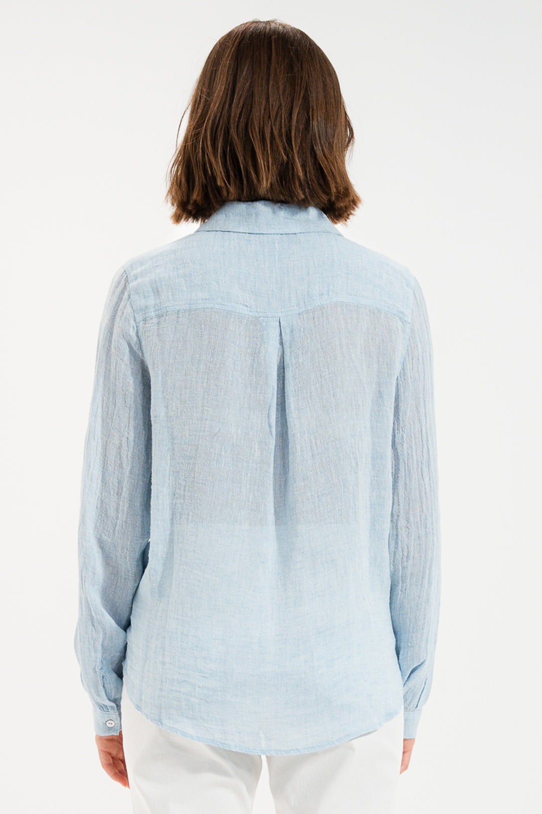 Mat De Misaine Cyclade Eden Blue Linen Blend Shirt 4740F