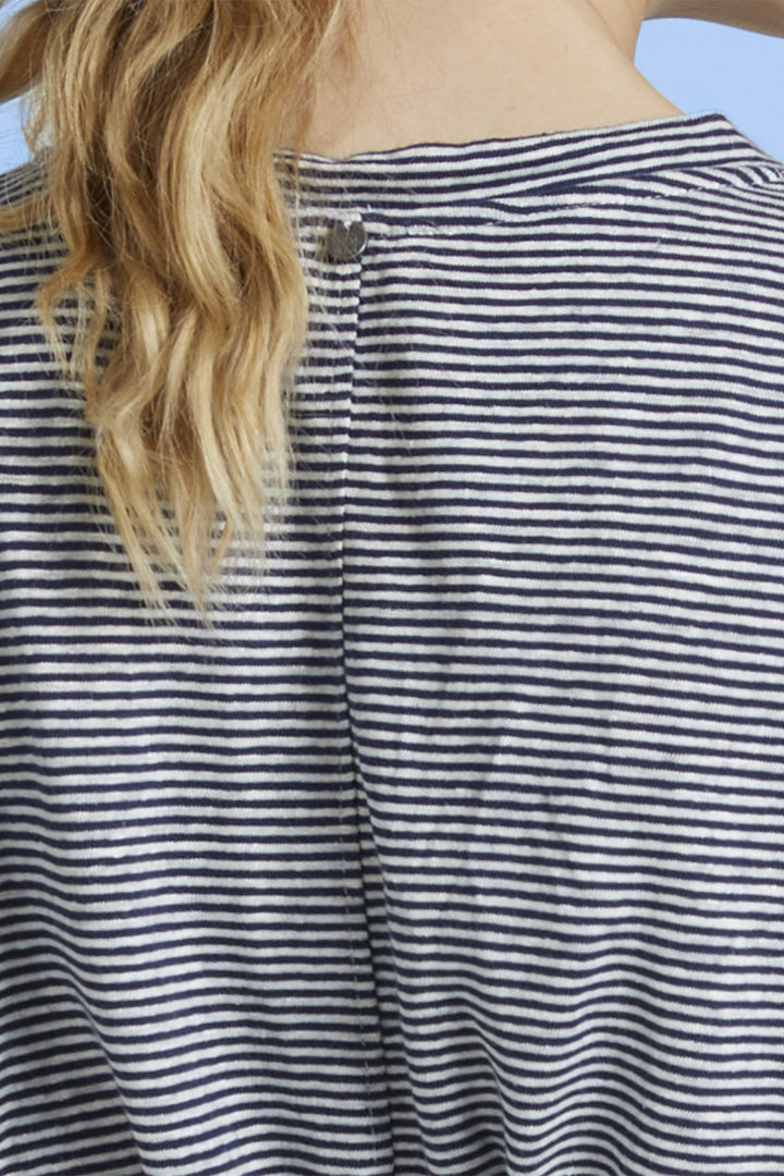 Mat De Misaine Dress Ecru Marine Blue Stripe Rimatara-248R 1121 - Shirley Allum Boutique