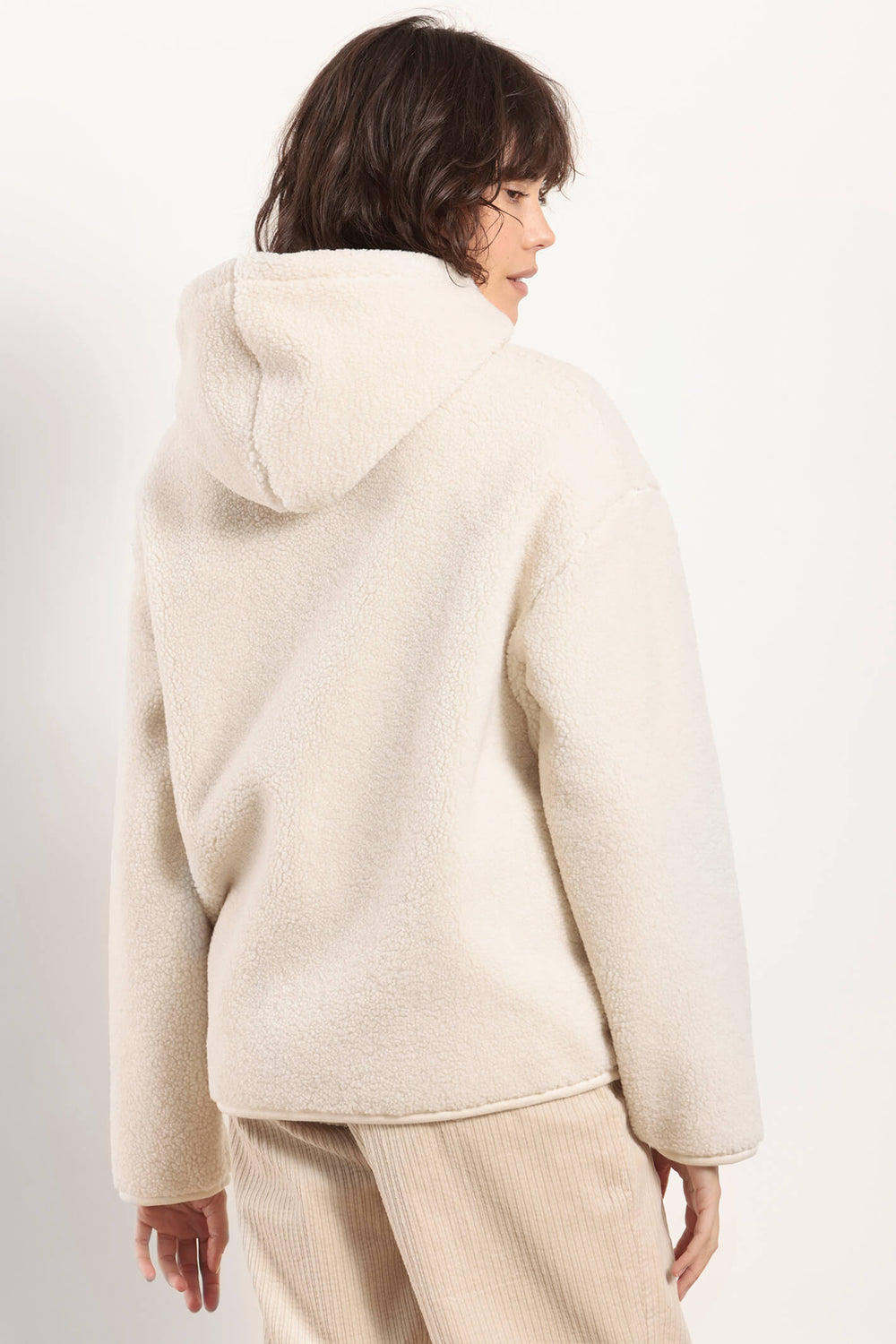 Mat De Misaine Felix 613 Calcaire Cream Teddy Fleece Hooded Jacket - Shirley Allum Boutique