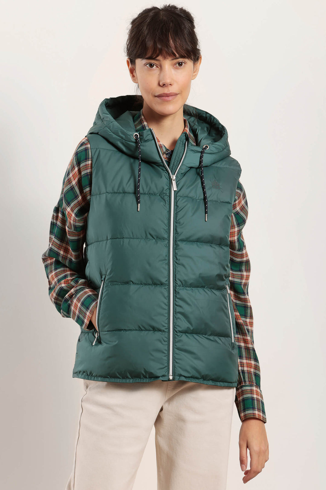 Mat De Misaine Fliga 094 Pin Maritime Green Padded Gilet With Hood - Shirley Allum Boutique