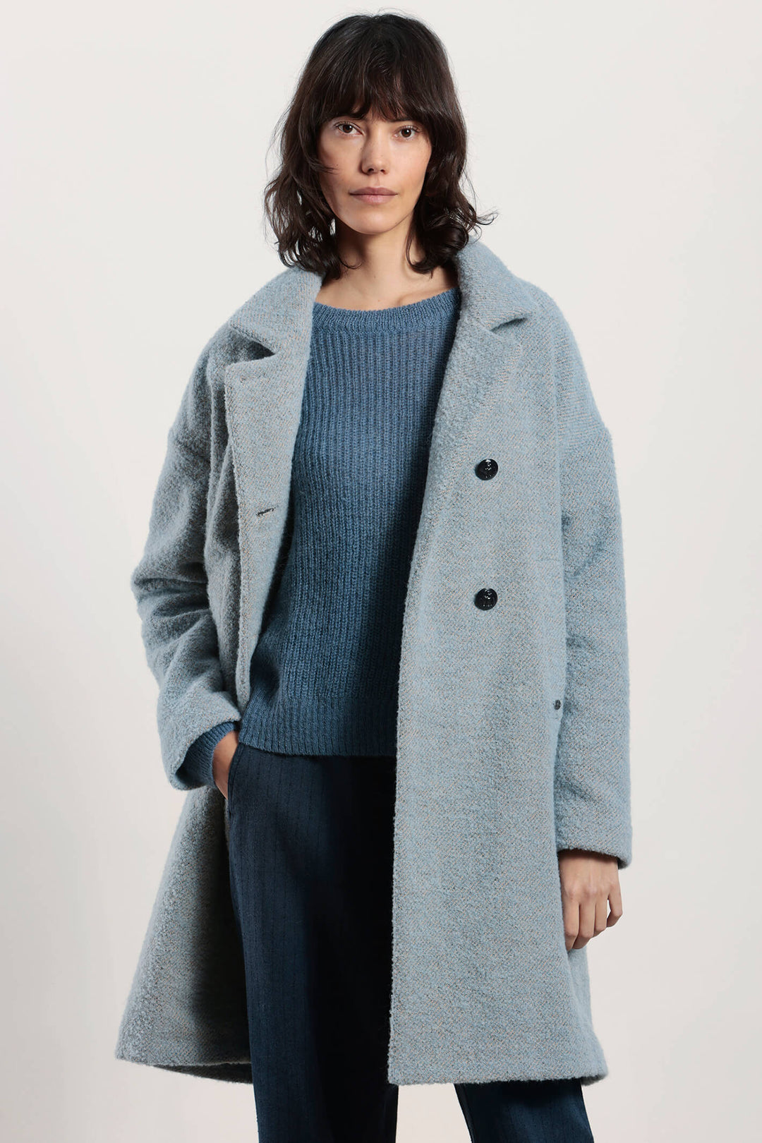 Mat De Misaine Forges Horizon Blue Two Tone Coat - Shirley Allum Boutique