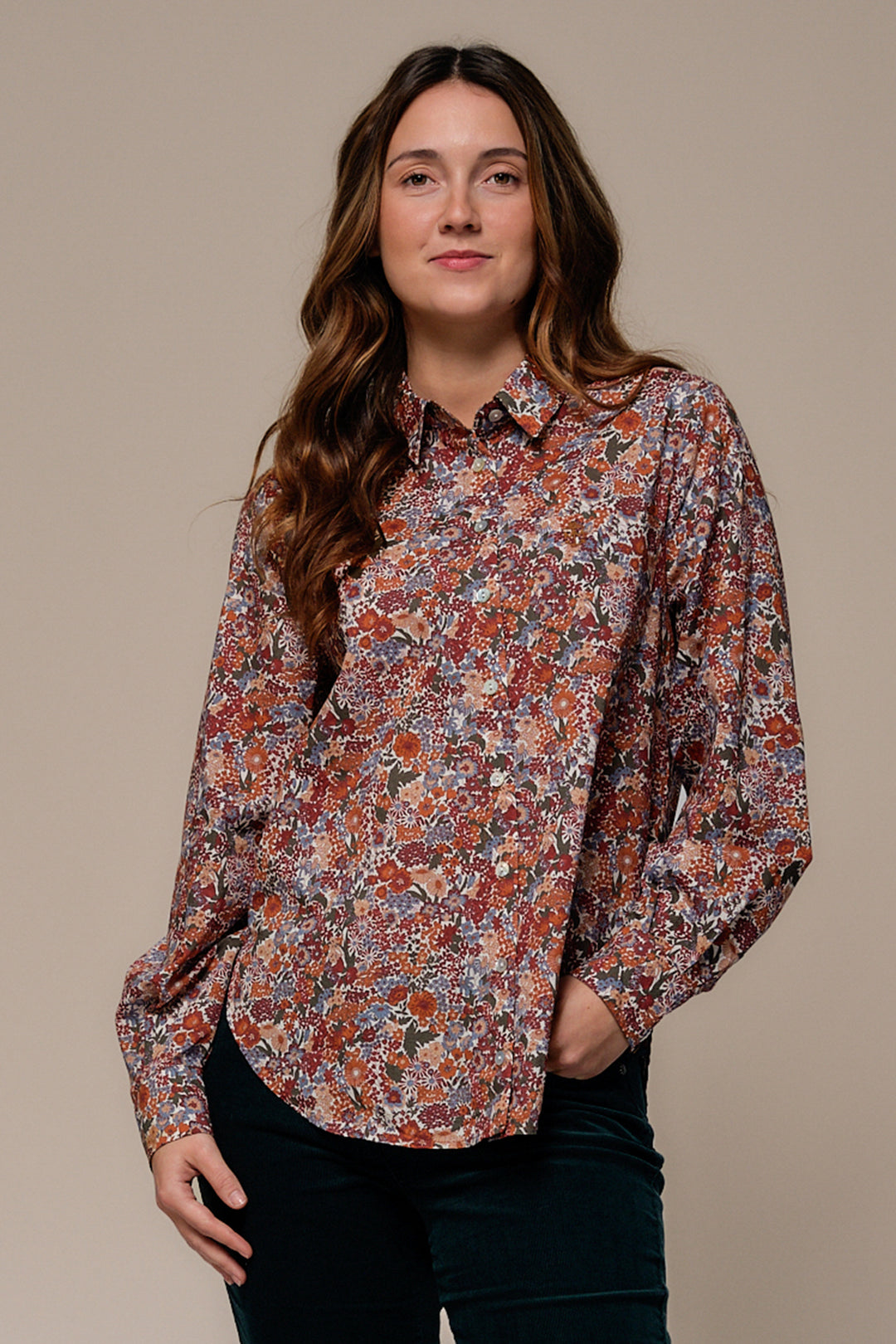 Mat de Misaine Imp Multi Noisette Blouse CUBA-3054, front view