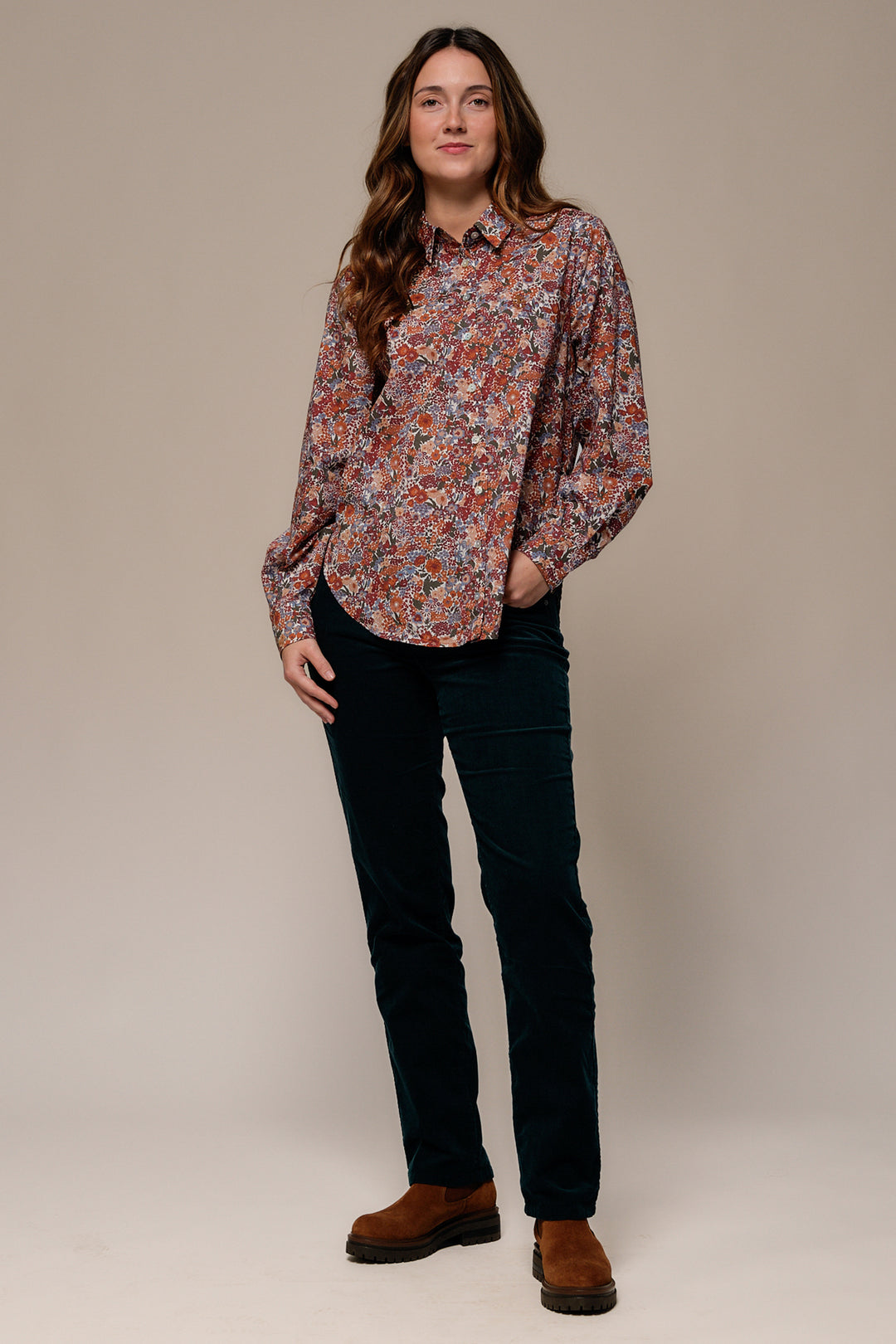 Mat de Misaine Imp Multi Noisette Blouse CUBA-3054, front full length