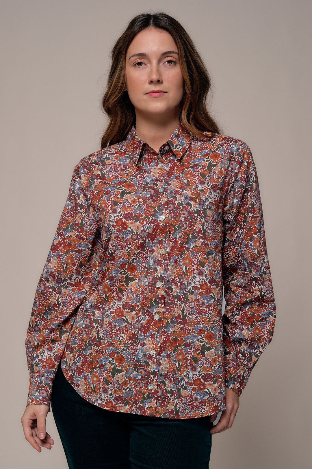 Mat de Misaine Imp Multi Noisette Blouse CUBA-3054, front close up
