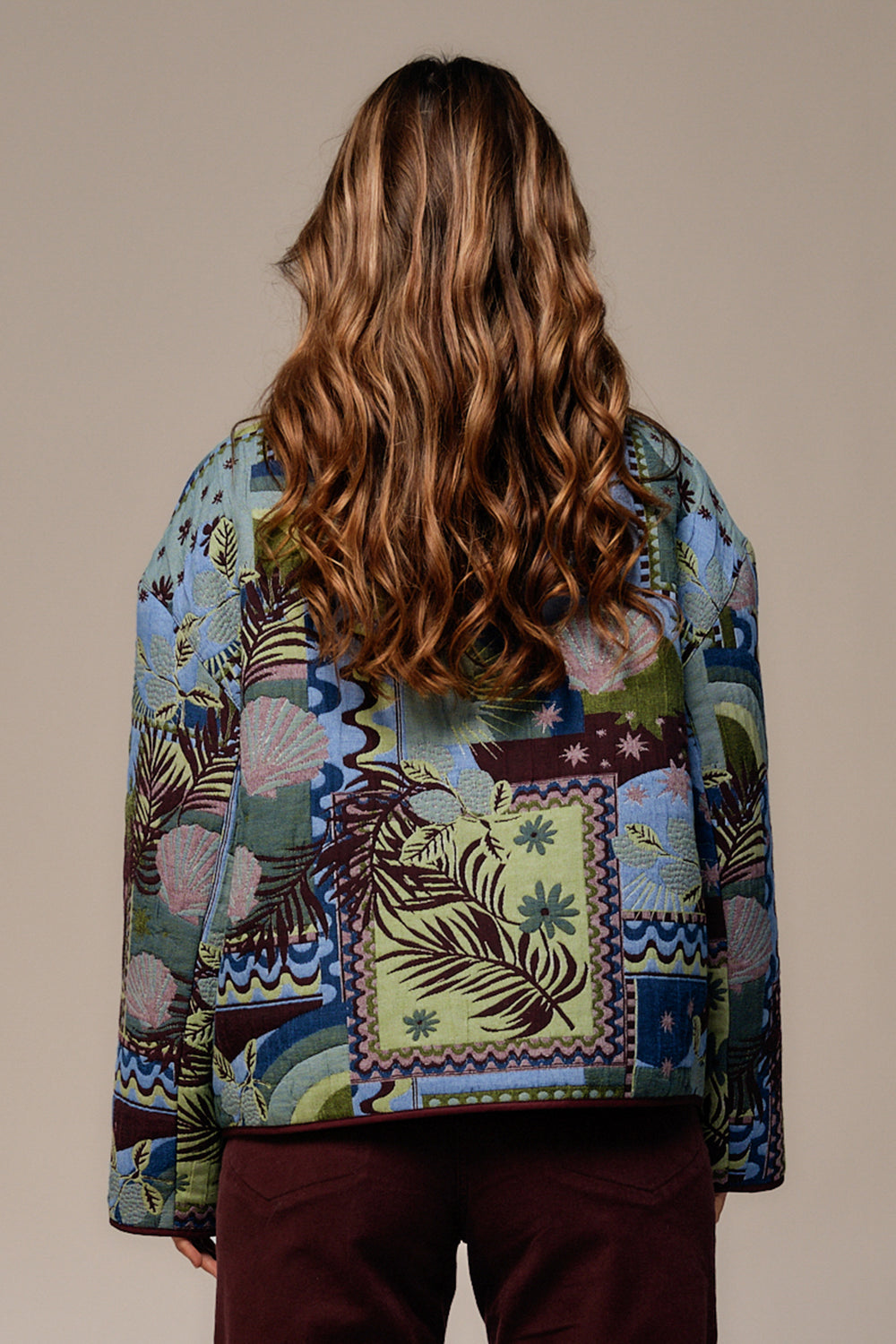 Mat de Misaine Jacquard Burgundy Multicolour Jacket VALDEZ-20143, back view
