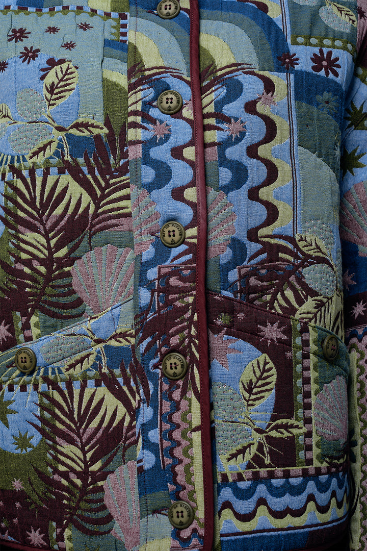 Mat de Misaine Jacquard Burgundy Multicolour Jacket VALDEZ-20143, button front detail