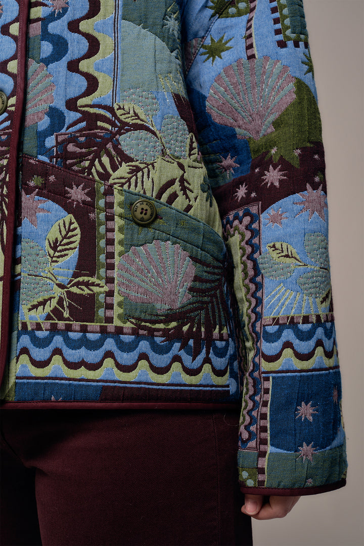 Mat de Misaine Jacquard Burgundy Multicolour Jacket VALDEZ-20143, pocket and hem detail