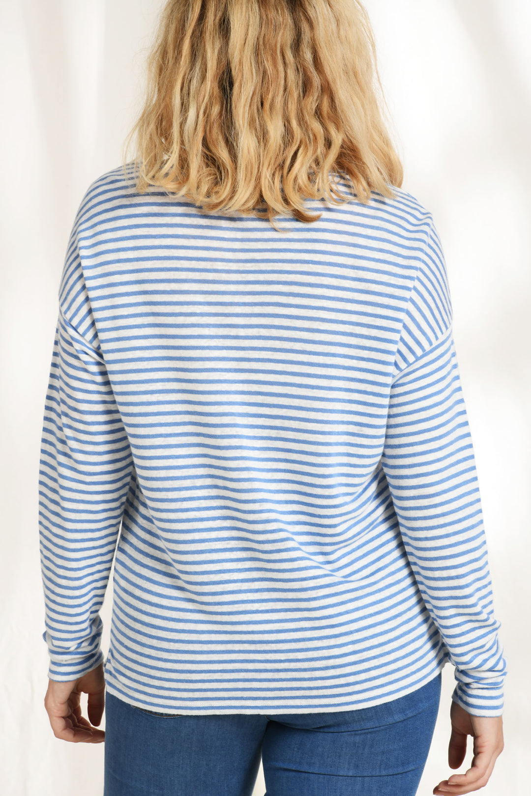 Mat De Misaine Maurice-625R R2231 Raye Sky Blue Stripe Top - Shirley Allum Boutique