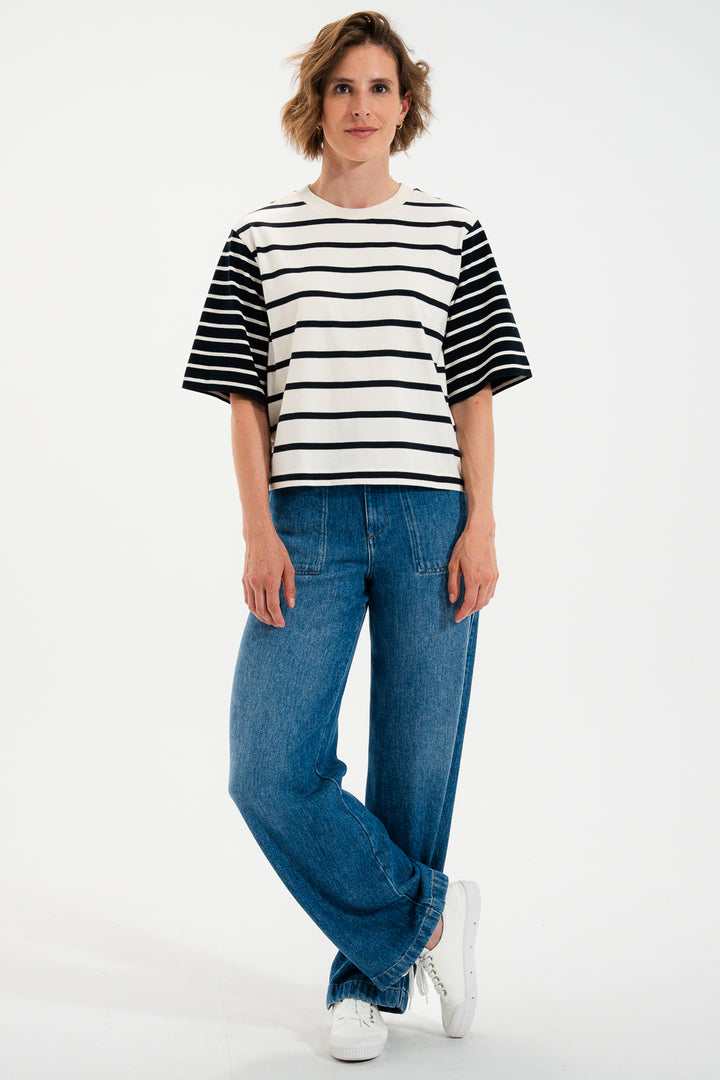 Mat De Misaine Medina 688GRG Ecru Marine Navy Stripe Jumper