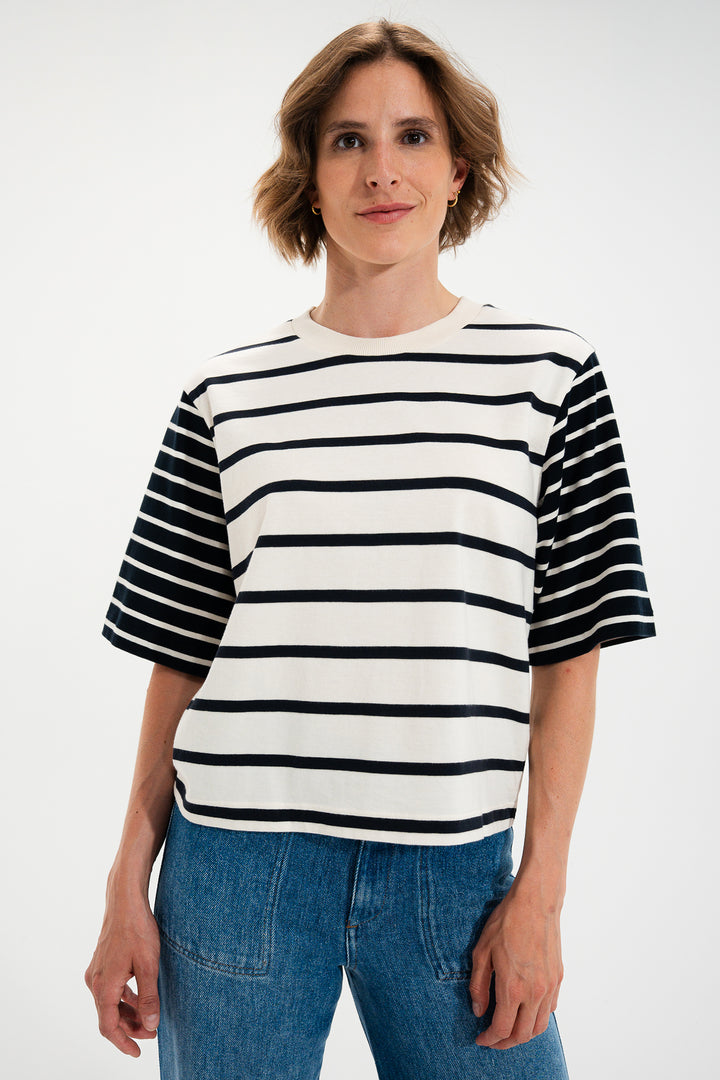 Mat De Misaine Medina 688GRG Ecru Marine Navy Stripe Jumper