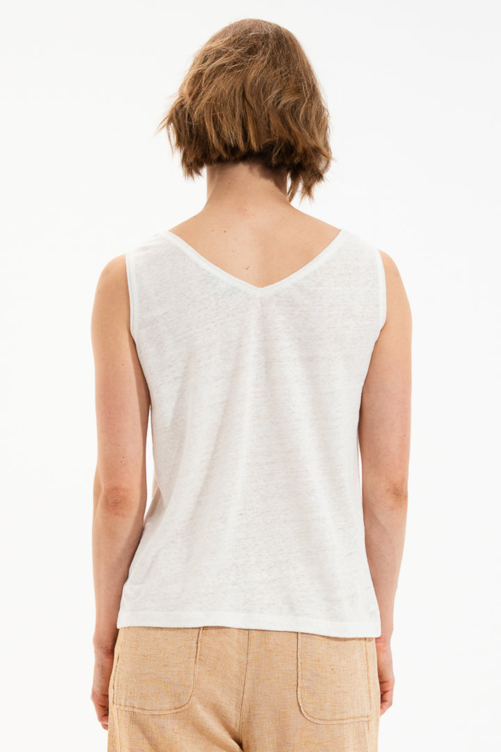 Mat De Misaine Milo Deb 618F Ecru Calcaire Linen Fine Knit Vest Top