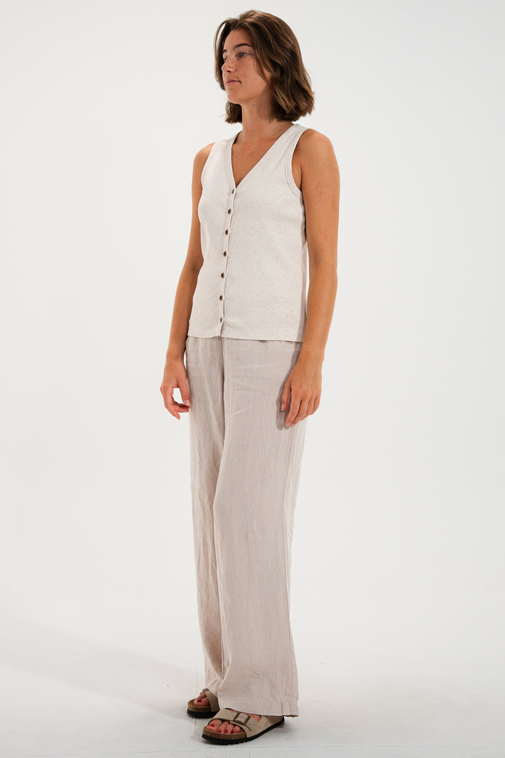 Mat De Misaine Mora Ivoire Chine Sleeveless Cardigan SM-603