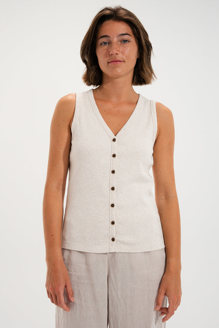 Mat De Misaine Mora Ivoire Chine Sleeveless Cardigan SM-603