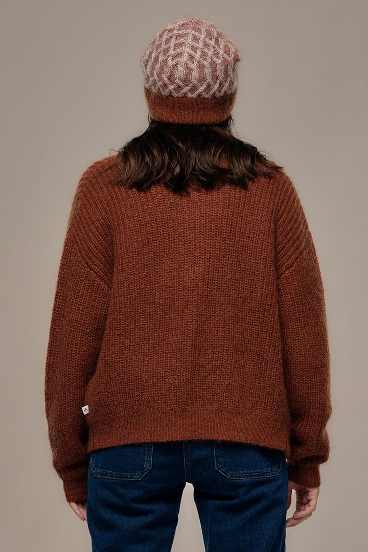 Mat de Misaine Noisette Brown Cardigan THEA CARD-545, back view