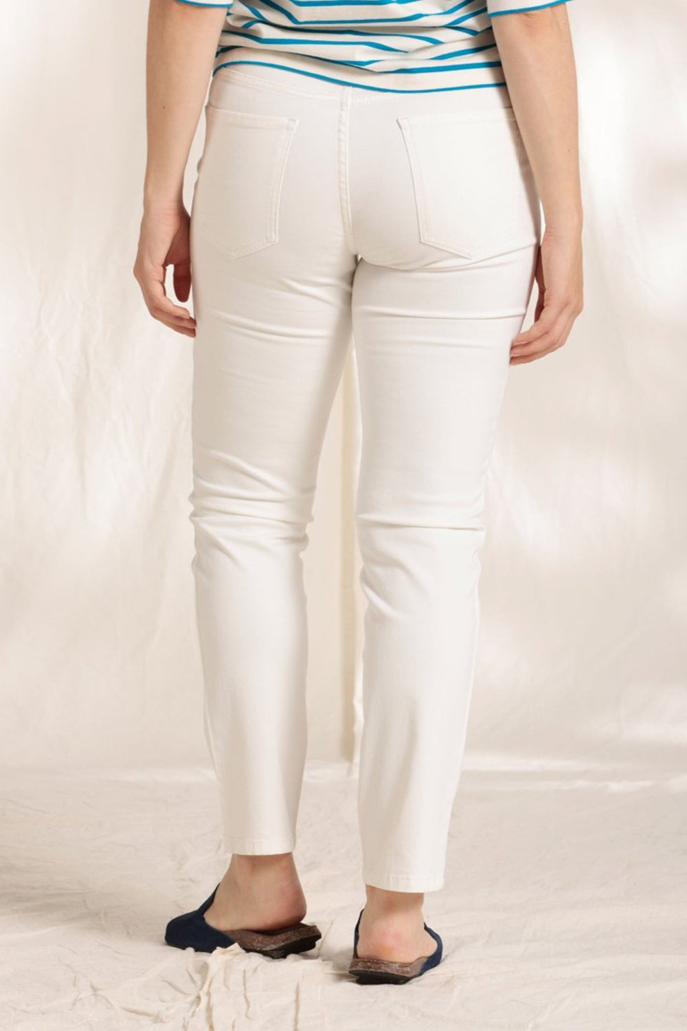 Mat De Misaine Panillo-34725 U15 White Limestone Straight Leg Cotton Jeans - Shirley Allum Boutique