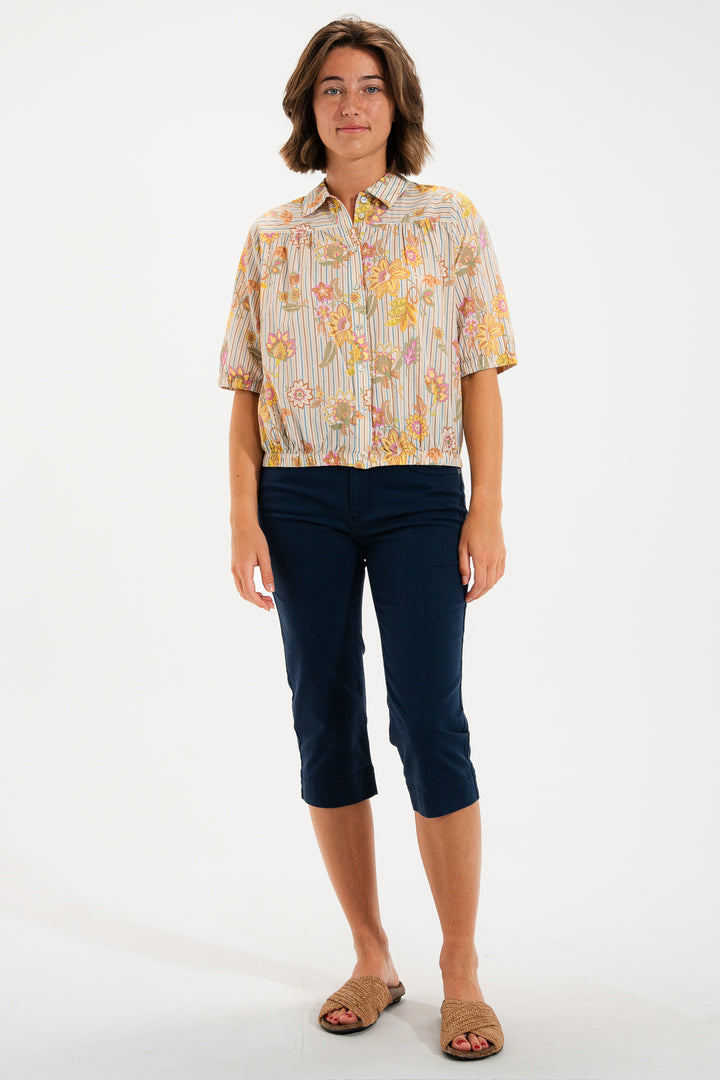 Mat De Misaine Parsoncor Indigo Navy 5-Pocket Cropped Trousers 34725 U26T