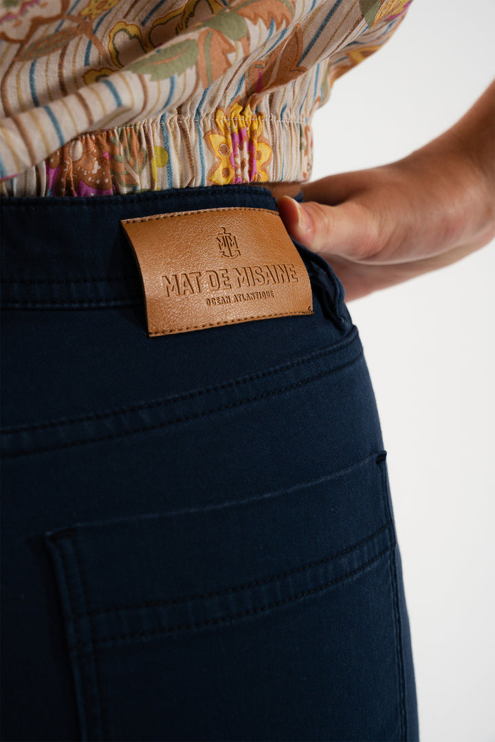 Mat De Misaine Parsoncor Indigo Navy 5-Pocket Cropped Trousers 34725 U26T