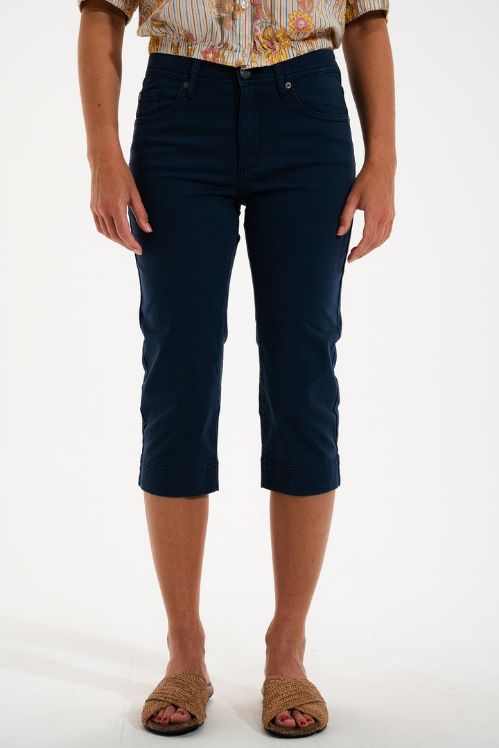 Mat De Misaine Parsoncor Indigo Navy 5-Pocket Cropped Trousers 34725 U26T