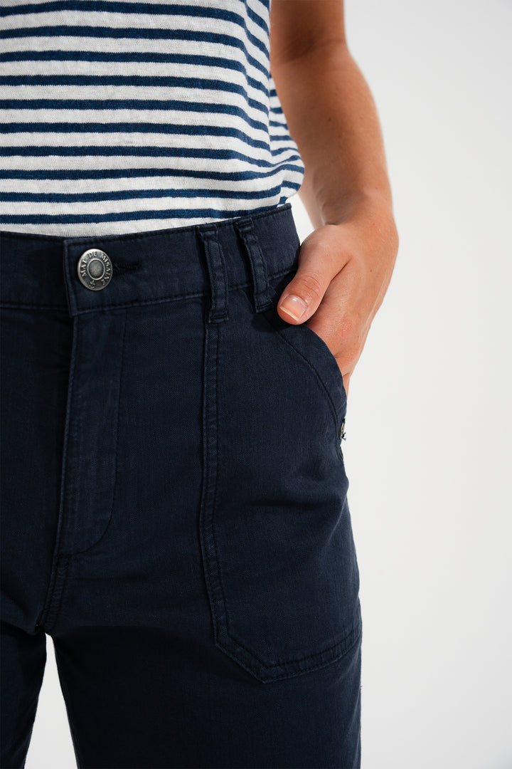 Mat De Misaine Pimoricou Indigo Navy Cropped Trousers 34726 U26T