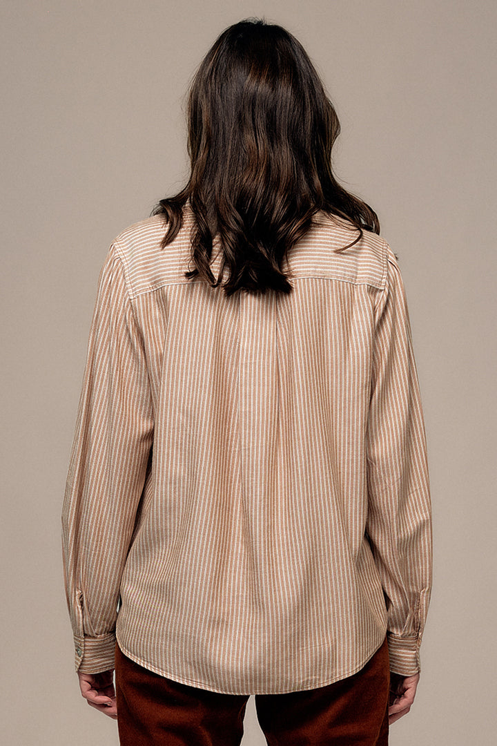 Mat de Misaine Raye Noisette Beige Blouse CADRAN-4193, back view