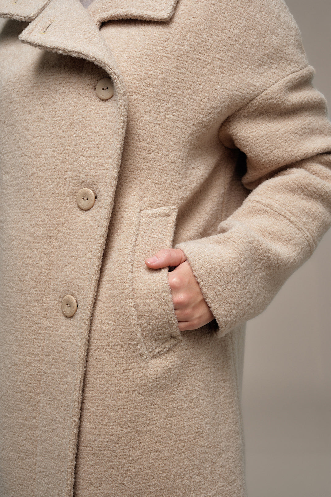Mat de Misaine Sesame Clair Beige Coat FLECHE-008, pocket detail