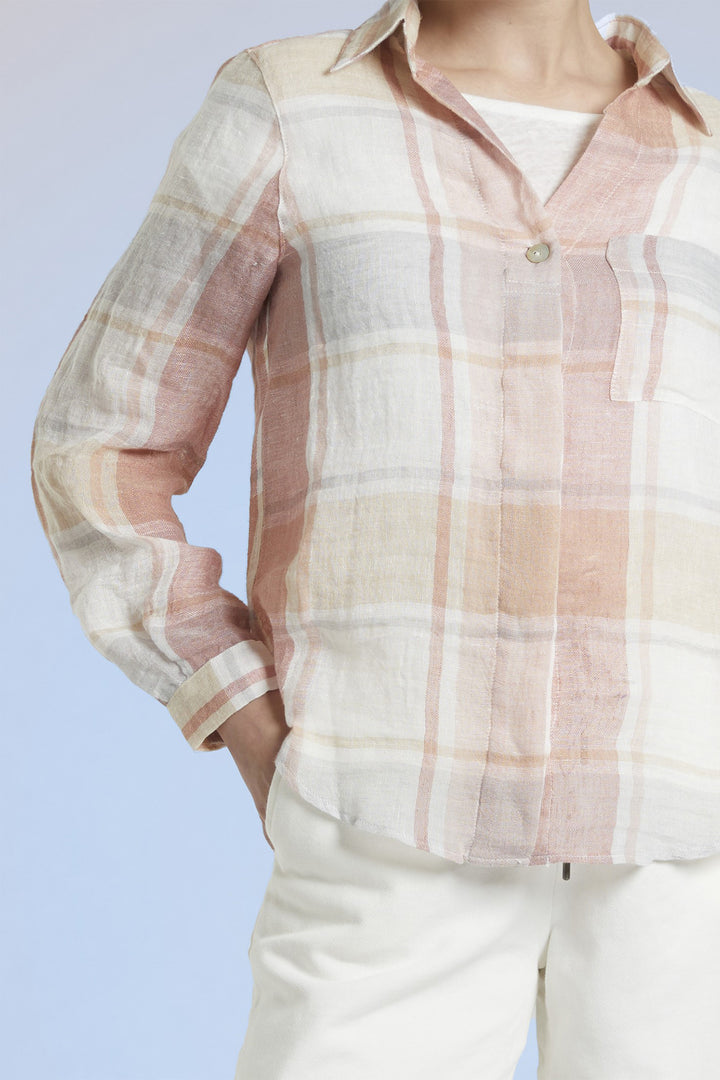 Mat De Misaine Shirt Cyclamen Pink Check Cyclade-22745 C3620 - Shirley Allum Boutique