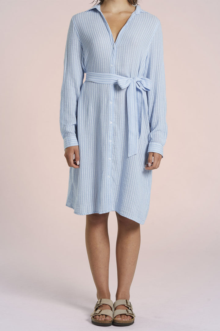 Mat De Misaine Shirt Dress Raye Blue Stripe Nuage Recif-4188 R222 - Shirley Allum Boutique