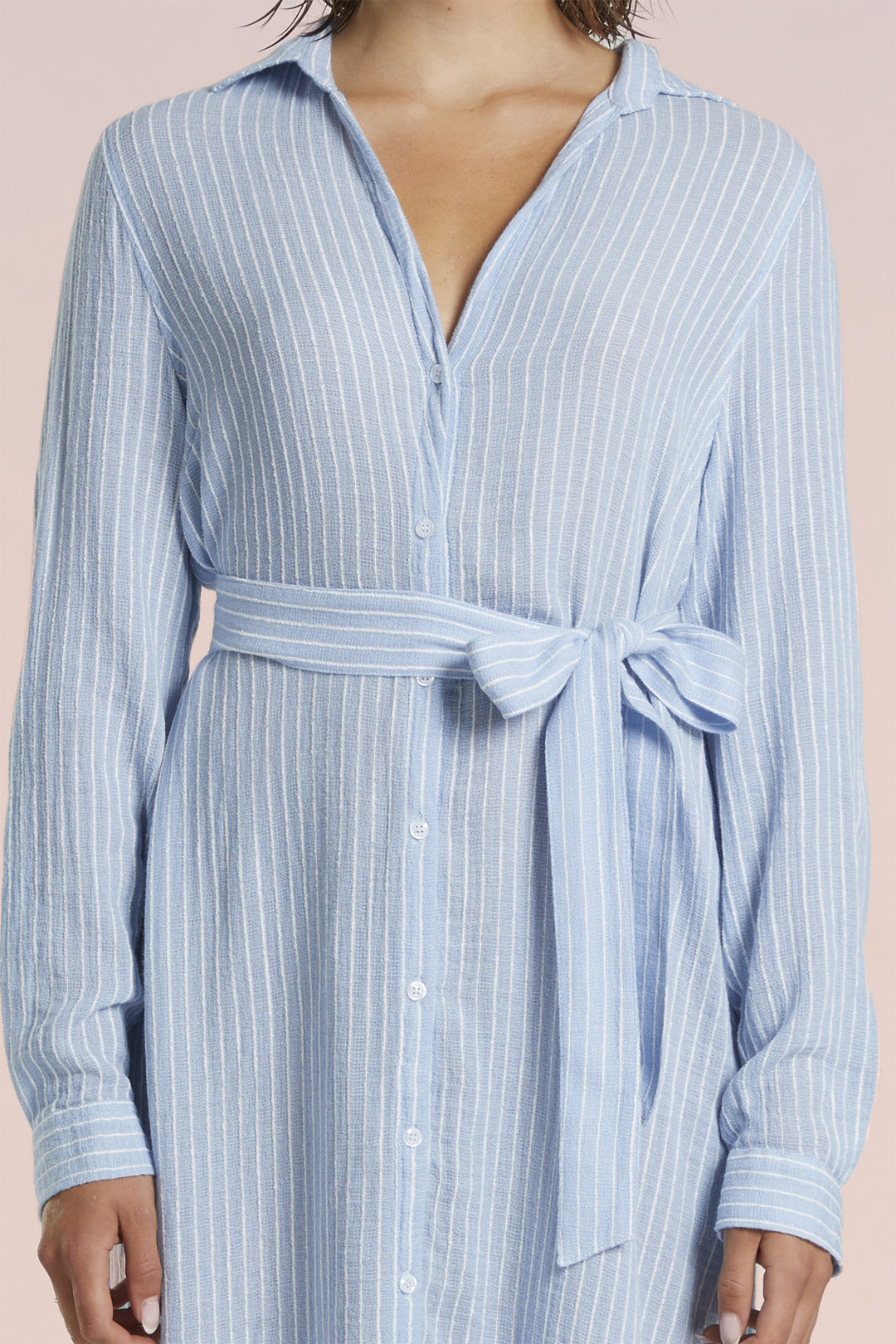 Mat De Misaine Shirt Dress Raye Blue Stripe Nuage Recif-4188 R222 - Shirley Allum Boutique