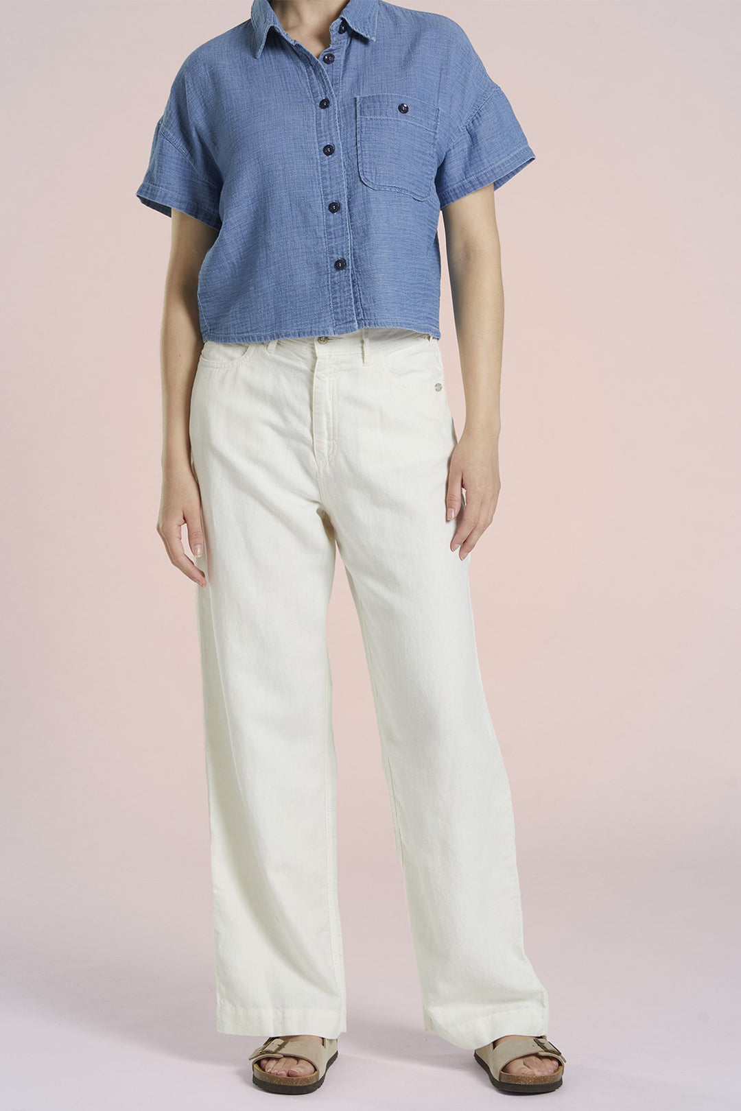 Mat De Misaine Shirt Short Sleeve Bleach Blue Clair Catane-21754 U245C - Shirley Allum Boutique