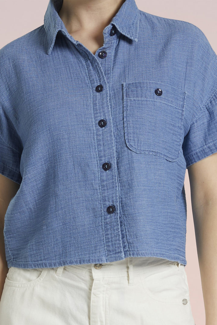 Mat De Misaine Shirt Short Sleeve Bleach Blue Clair Catane-21754 U245C - Shirley Allum Boutique