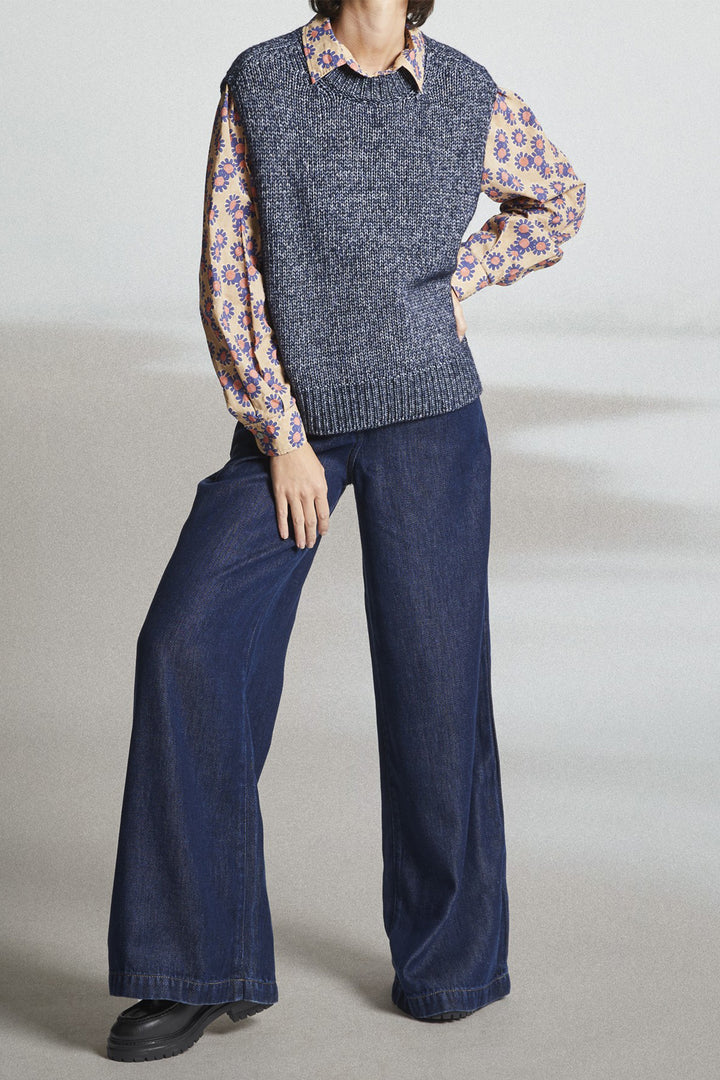 Mat De Misaine Tadi Mouline Blue Sleeveless Jumper 25H-TADI SM-512 MO21 - Shirley Allum Boutique